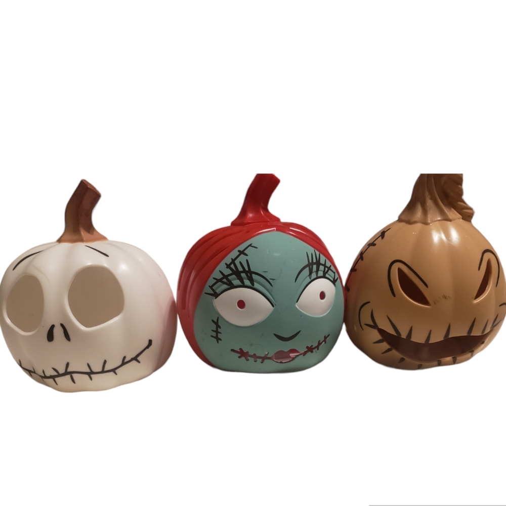 Nightmare Before Christmas Halloween Decor  Light Up Jack, sally, oogie Pumpkin